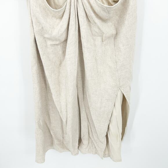 Abercrombie & Fitch Womens Boho Beach Linen Blend Knotted Cutout Midi Dress XLT - Picture 4 of 11